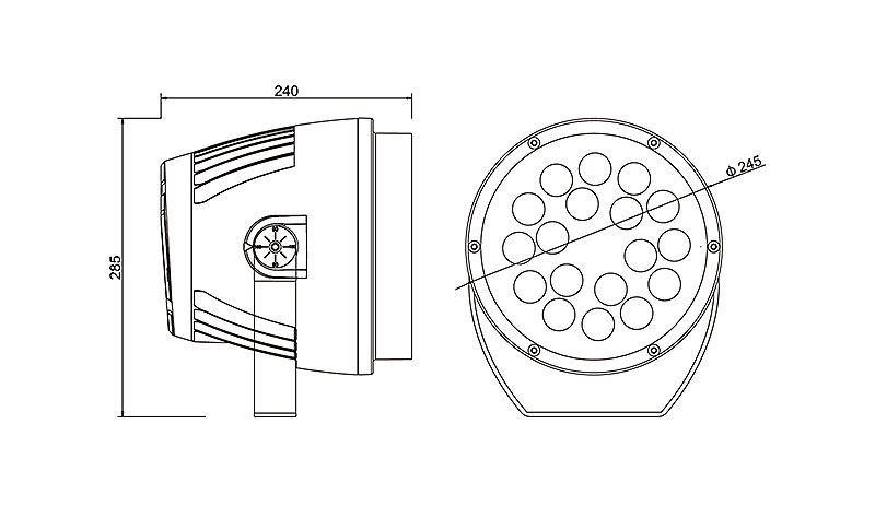 outdoor round projector light 100w size